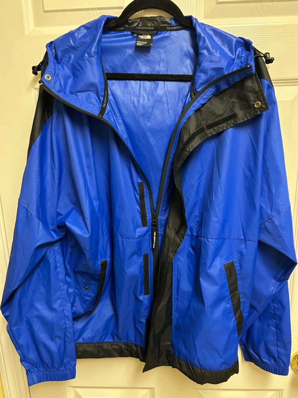 The North Face Men's Royal Blue and Black Hooded Raincoat